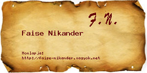 Faise Nikander névjegykártya
